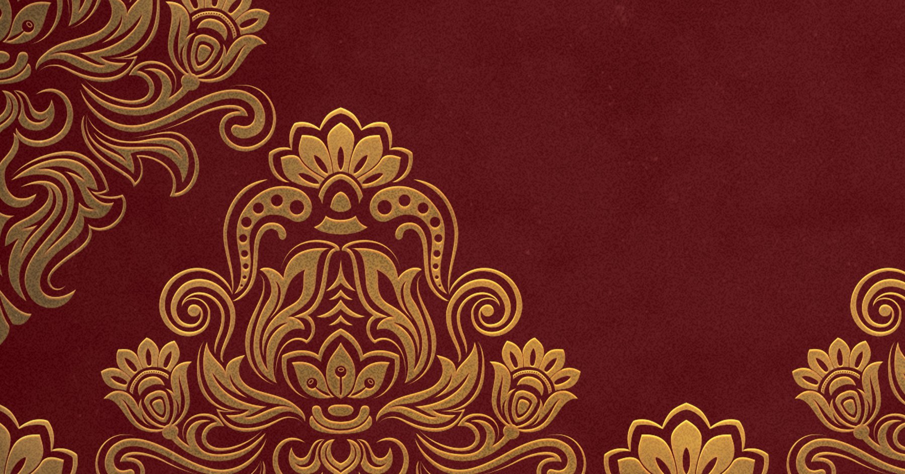 Burgundy and gold ornate design